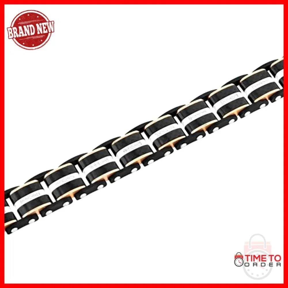 Stainless Steel Link Bracelet with Diamond Accents, 8.5 Inches